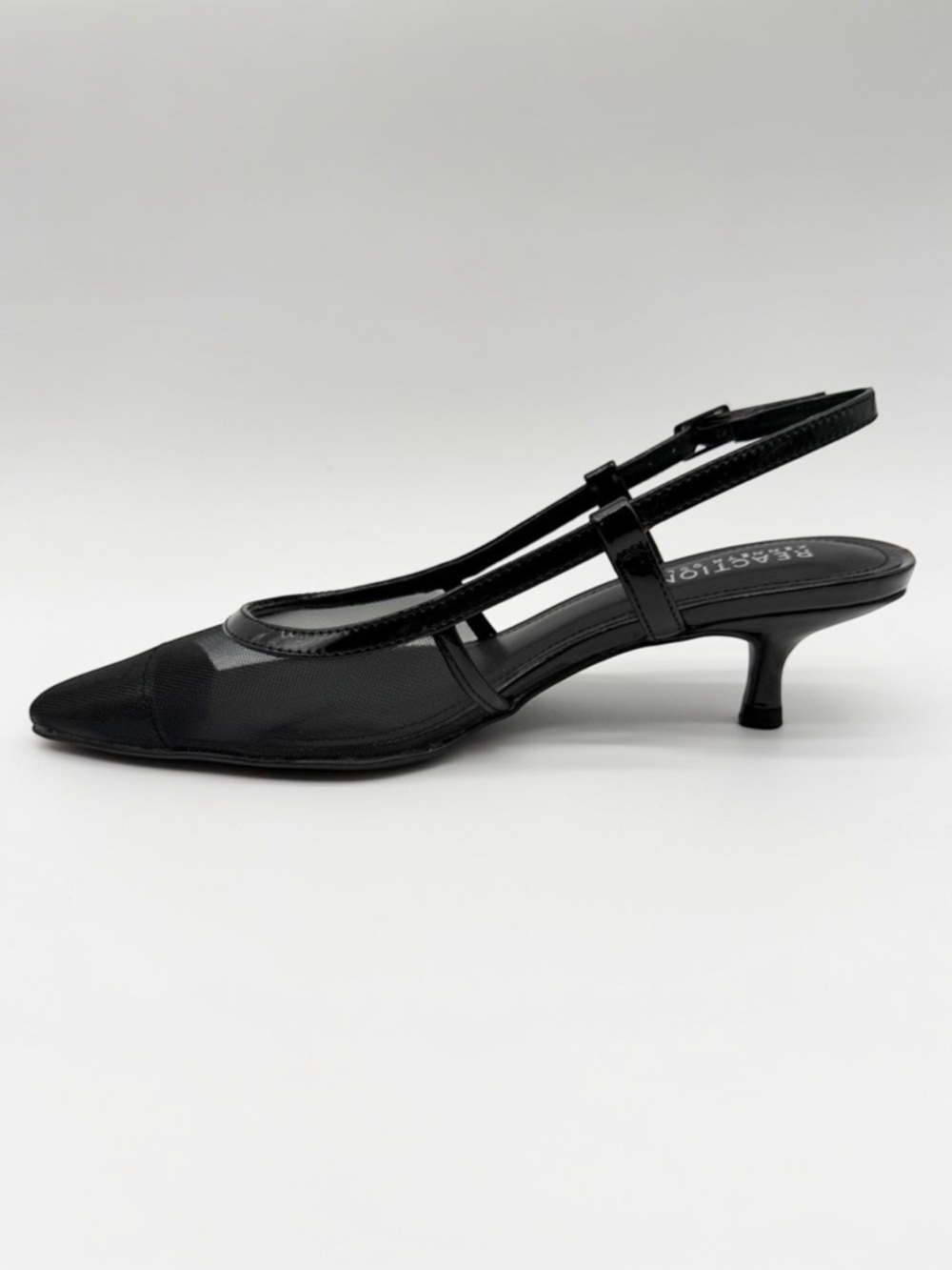 Kenneth Cole Reaction Maggie Slingback Mesh Kitten Heel Pumps Black 5.5 NEW